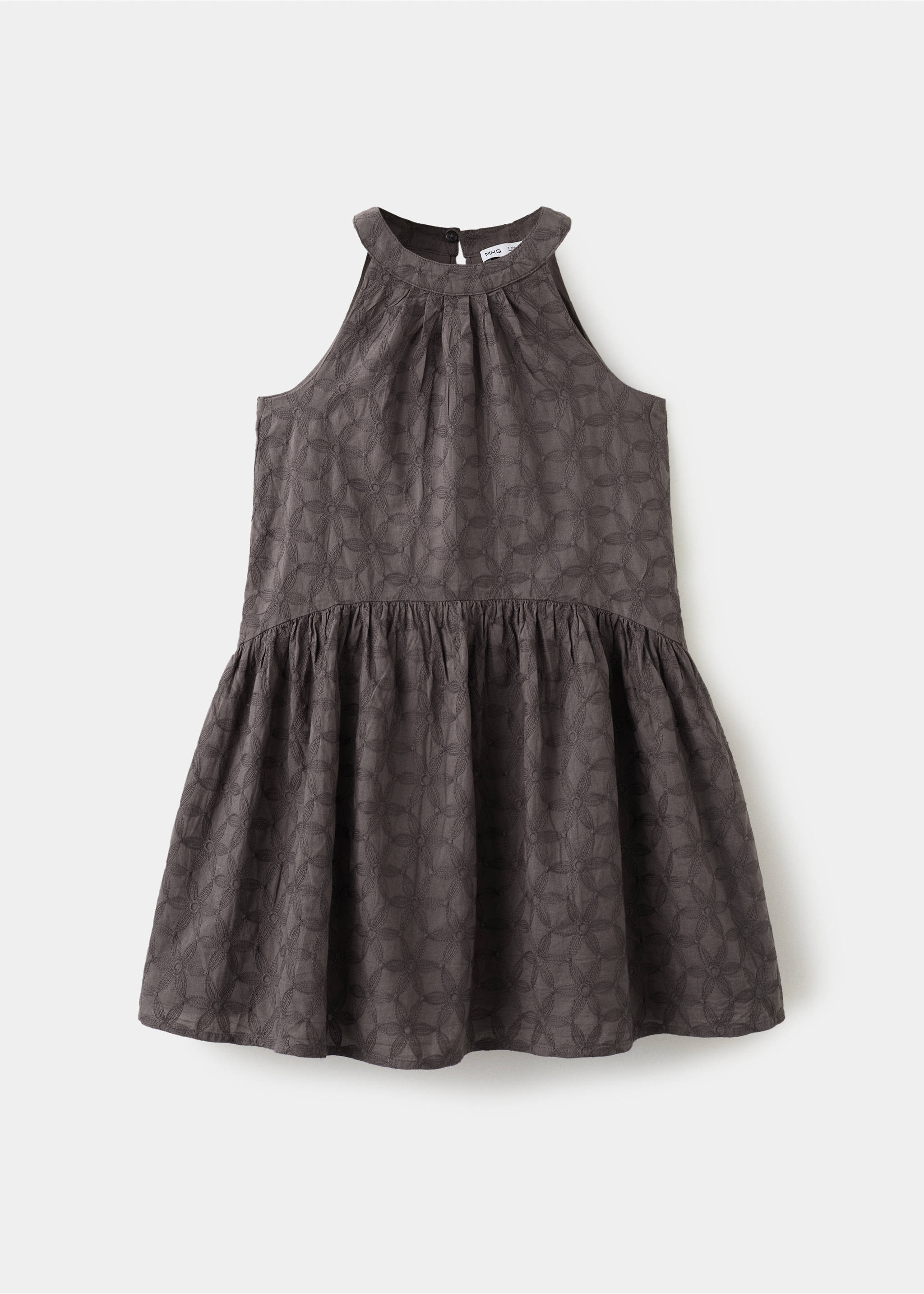 Robe brodée fleurs - Article sans modèle, Chocolat. Ref: 27096347-00.