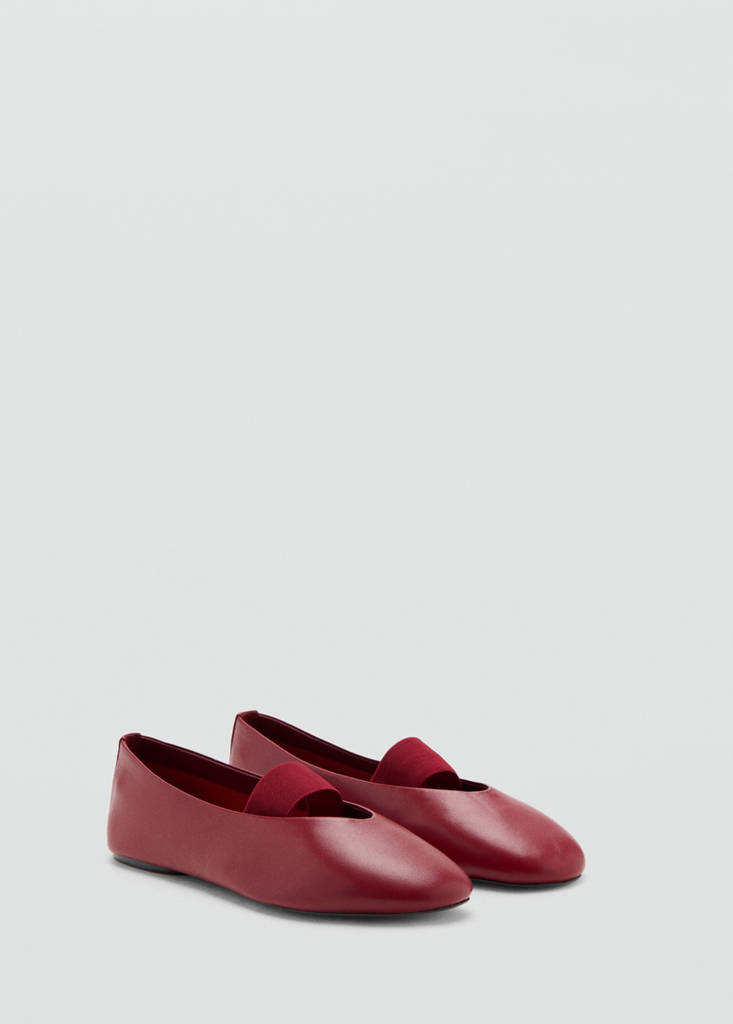 Strap leather shoes — Red