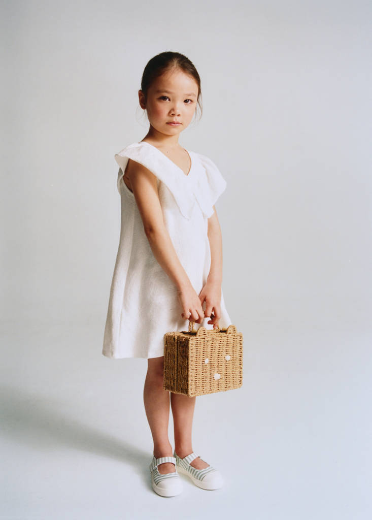 Frill cotton dress — Off White