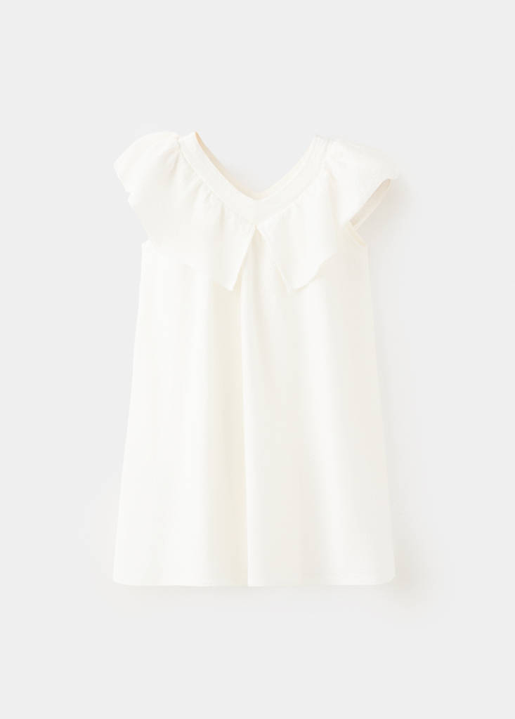 Frill cotton dress — Off White