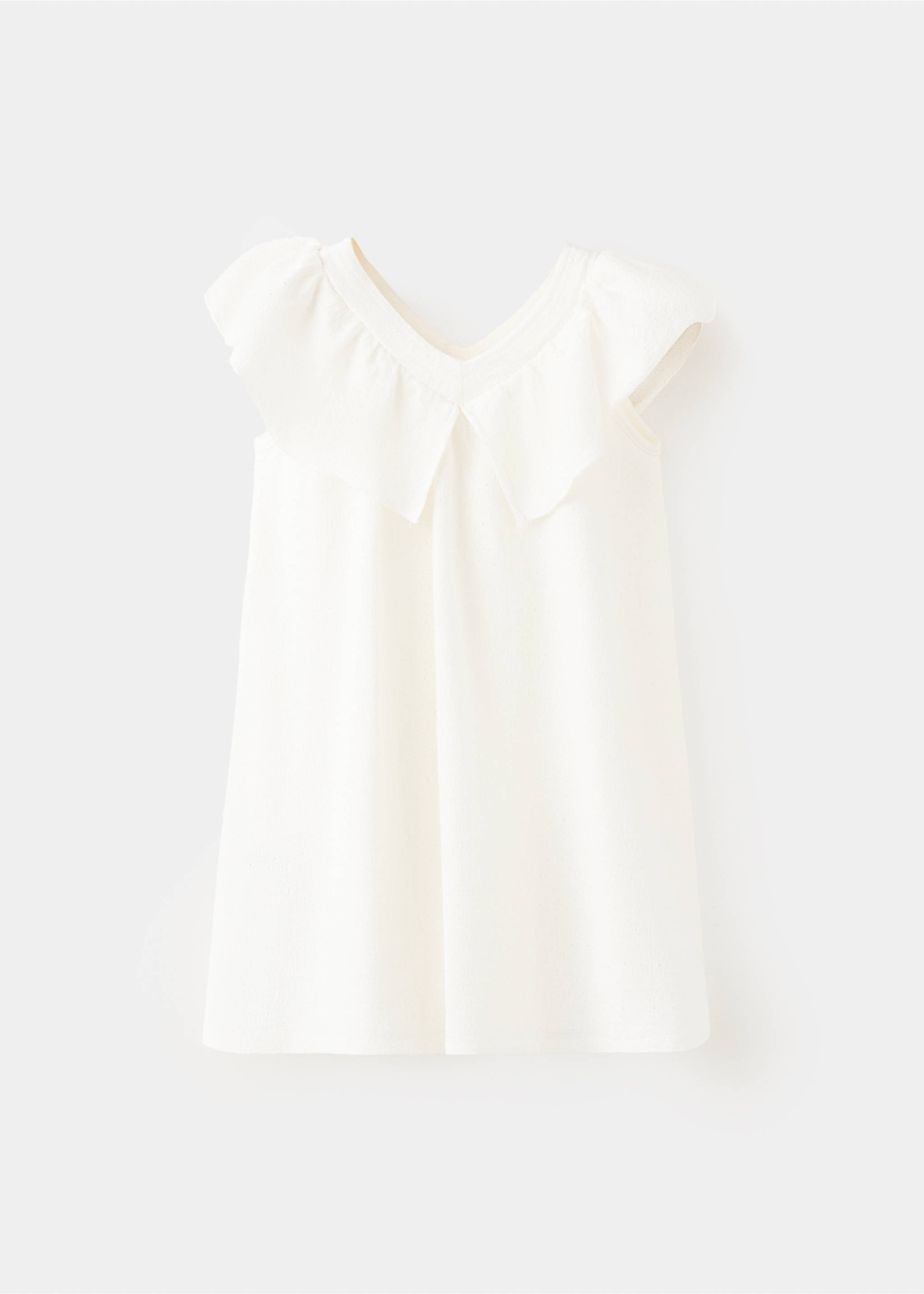 Vestido algodón volante - Reverso del artículo, Blanco roto. Ref: 27096349-00.