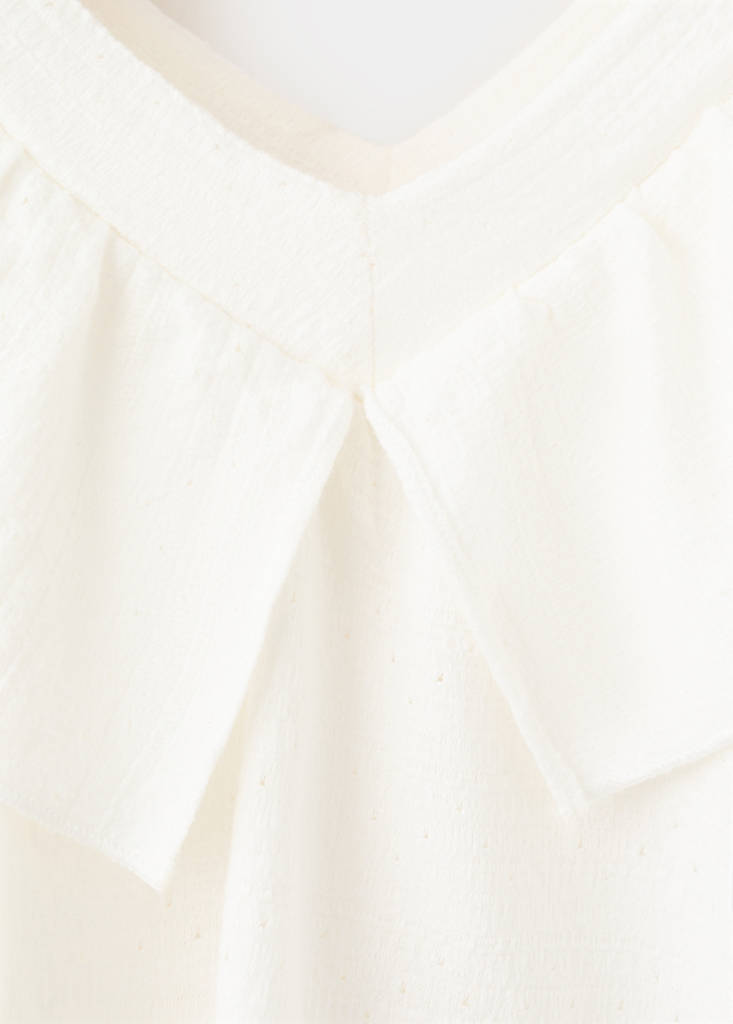 Frill cotton dress — Off White