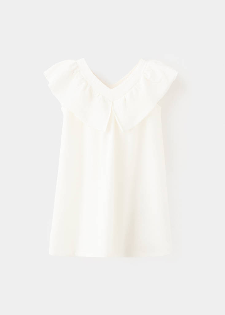 Frill cotton dress — Off White
