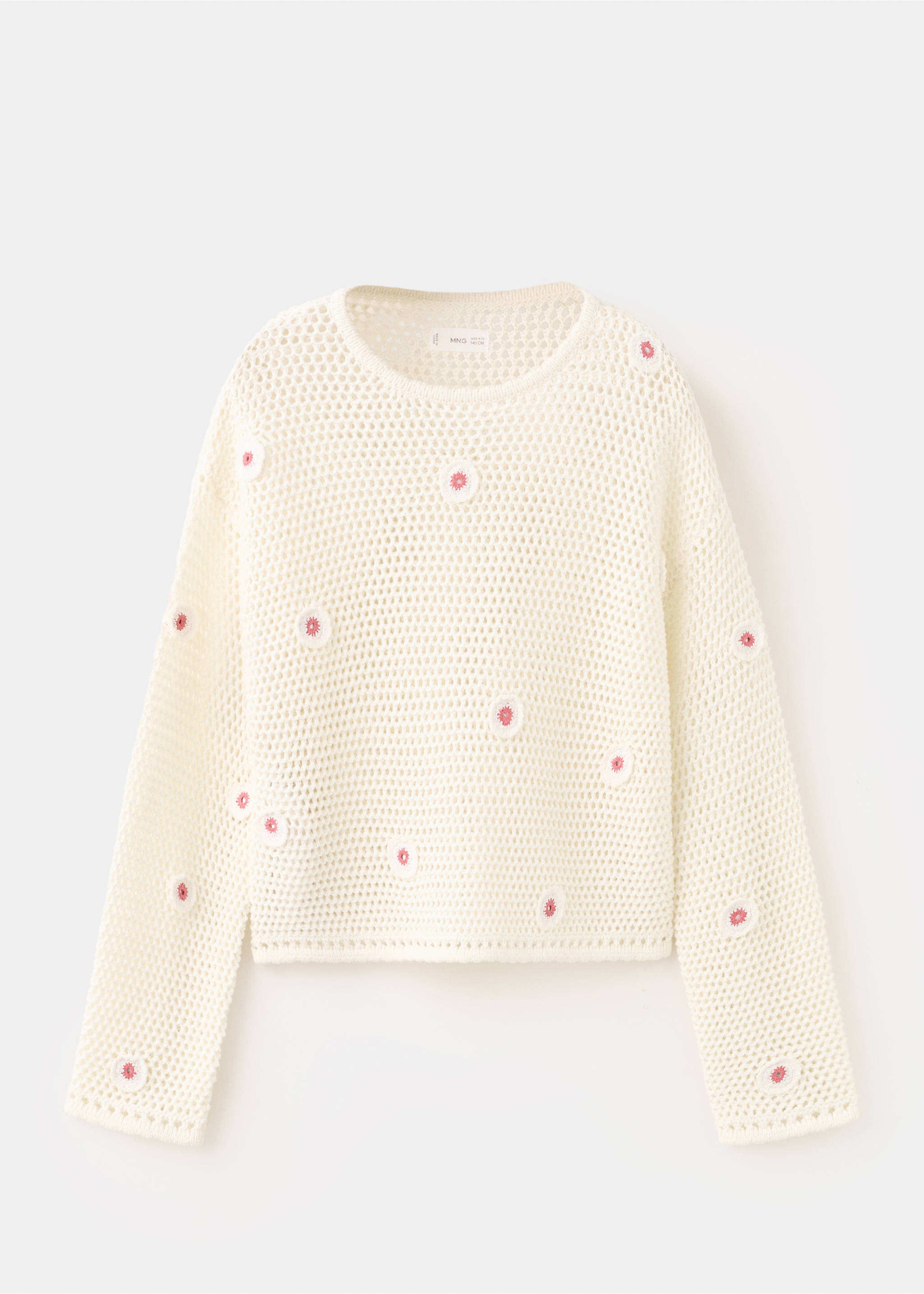 Crochet sweater with flowers - Article without model, Ecru. Ref: 27096350-00.