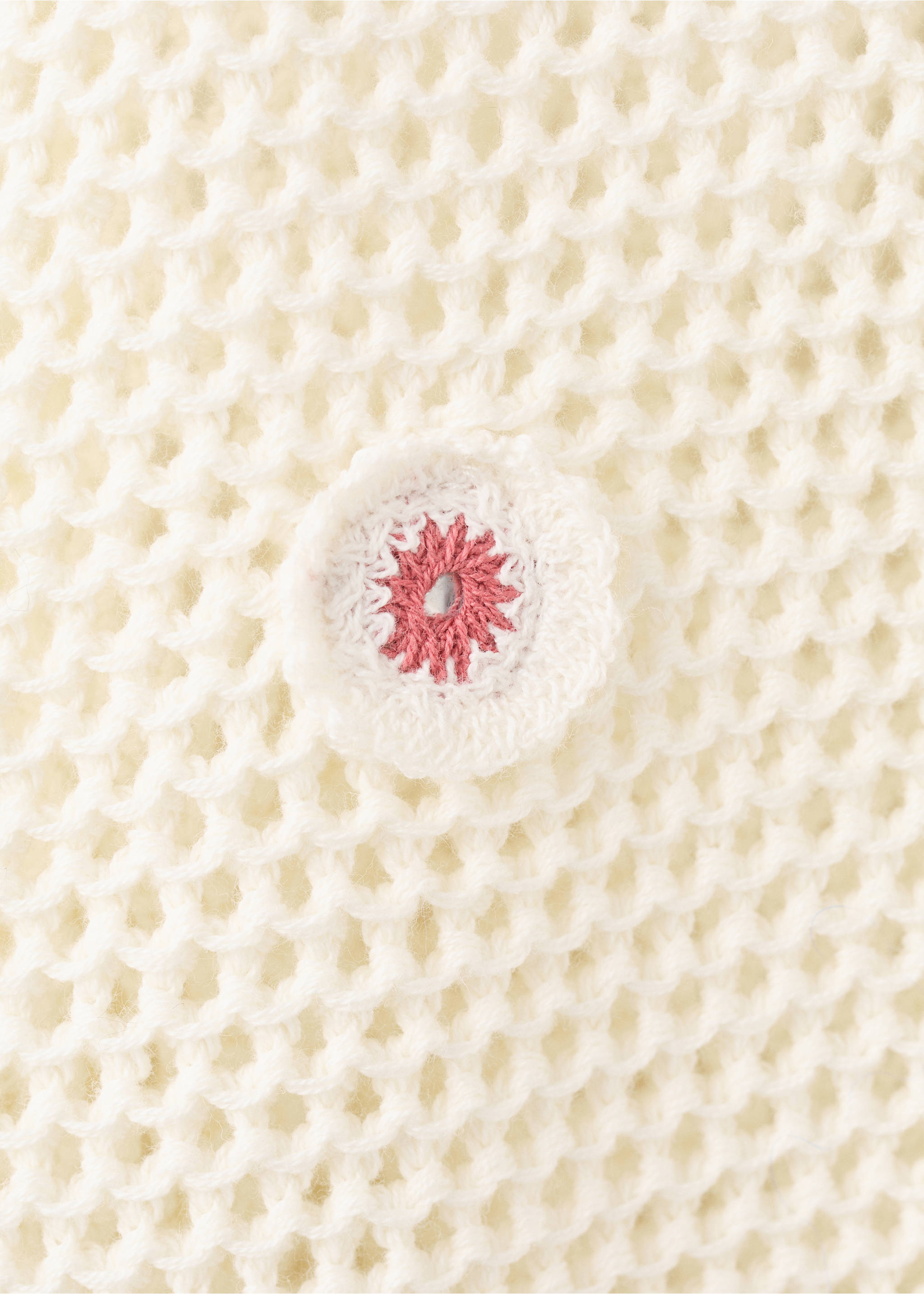Crochet sweater with flowers - Details of the article 0, Ecru. Ref: 27096350-00.