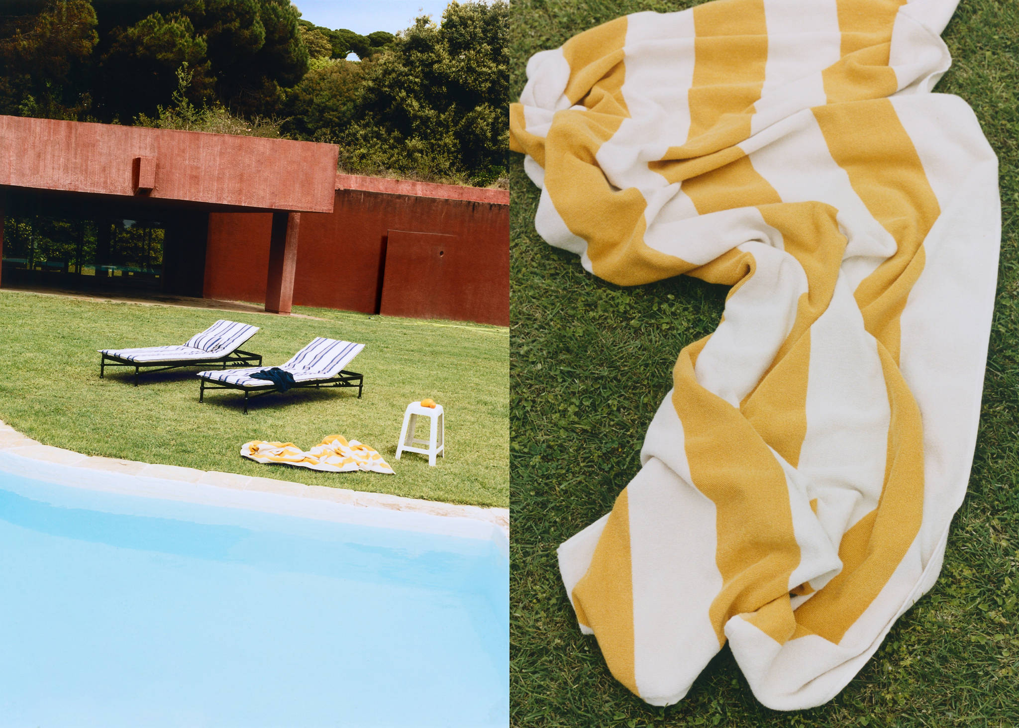 Cotton terry beach towel with stripes - Panoramic plane