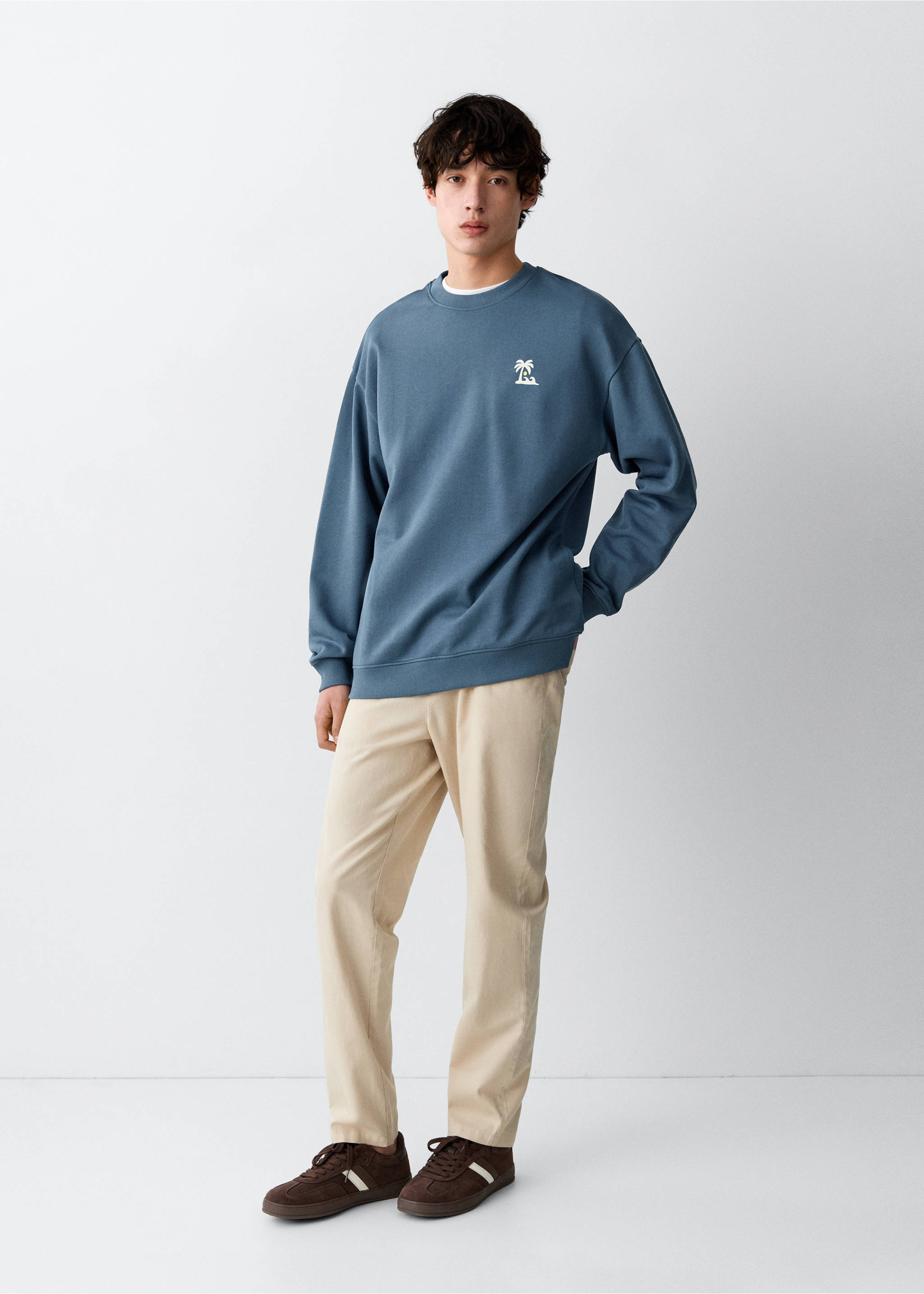 Cotton sweatshirt with text - General plane, Blue. Ref: 27096354-00.
