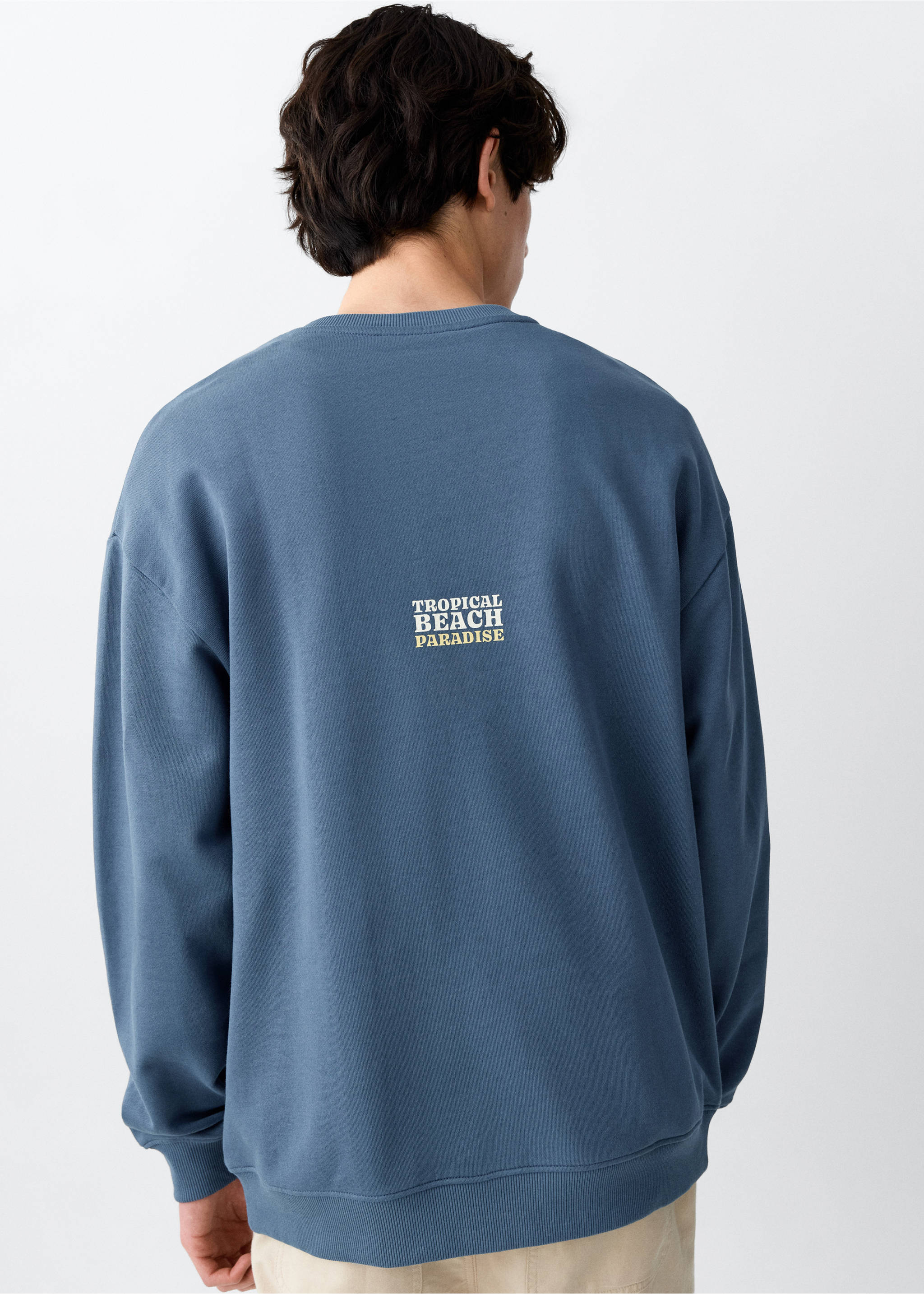 Cotton sweatshirt with text - Reverse of the article, Blue. Ref: 27096354-00.