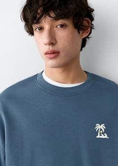 Cotton sweatshirt with text — Blue 4