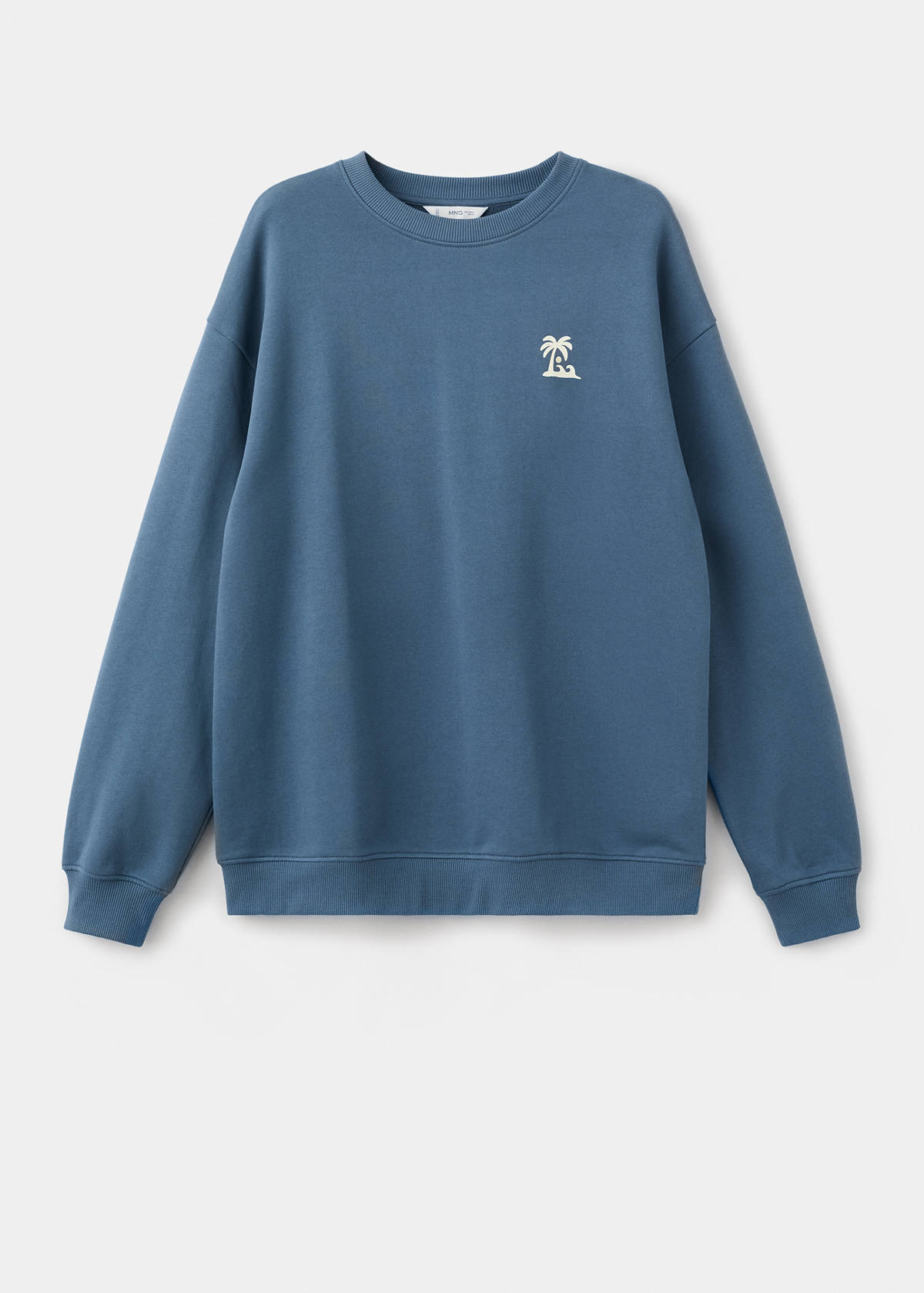 Cotton sweatshirt with text — Blue