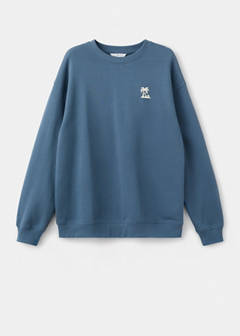 Cotton sweatshirt with text — Blue 3