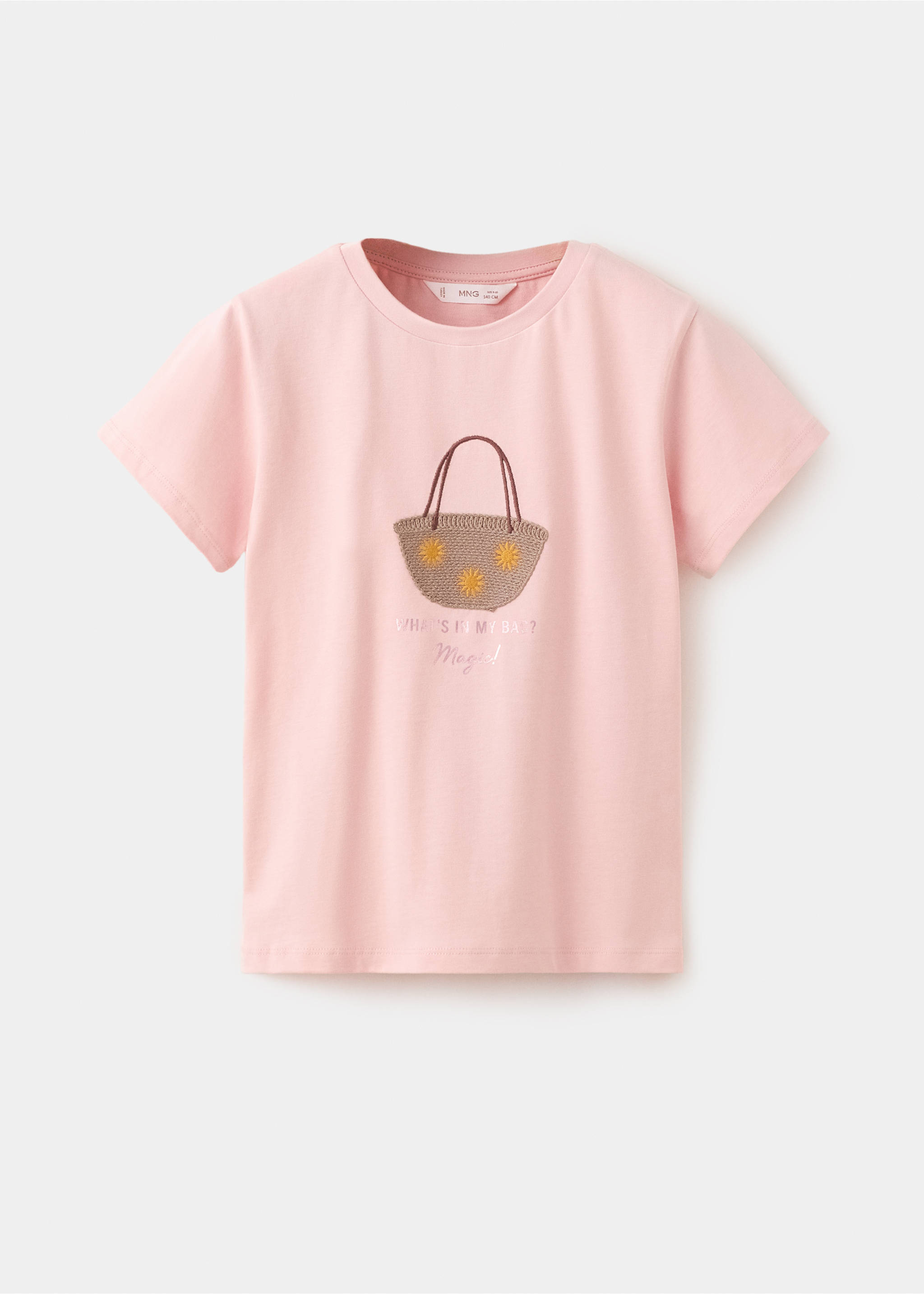 Baumwoll-T-Shirt mit Motiv - Artikel ohne Model, Rosa. Ref: 27096355-00.