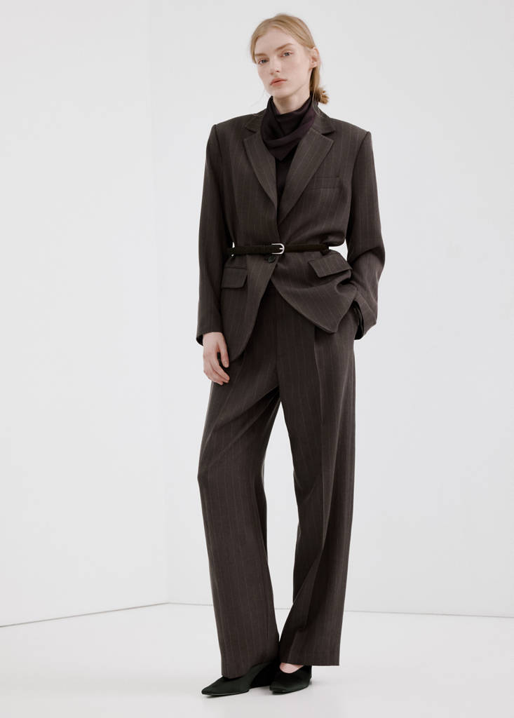 Pinstripe suit blazer — Chocolate