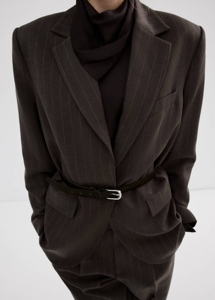 Pinstripe suit blazer — Chocolate