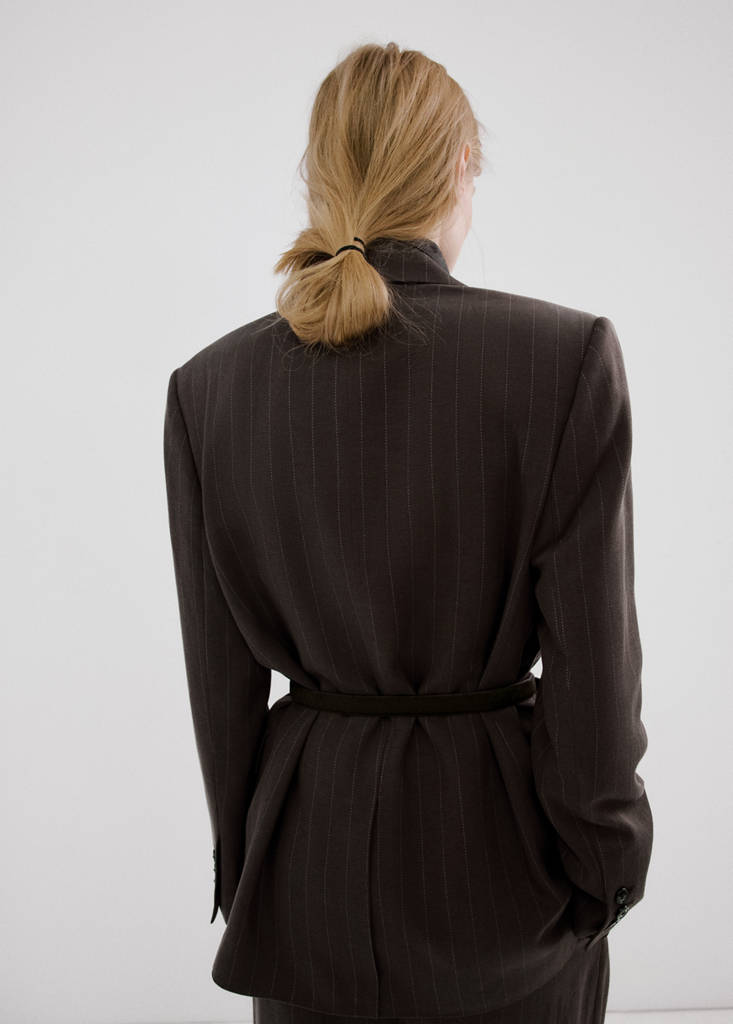Pinstripe suit blazer — Chocolate