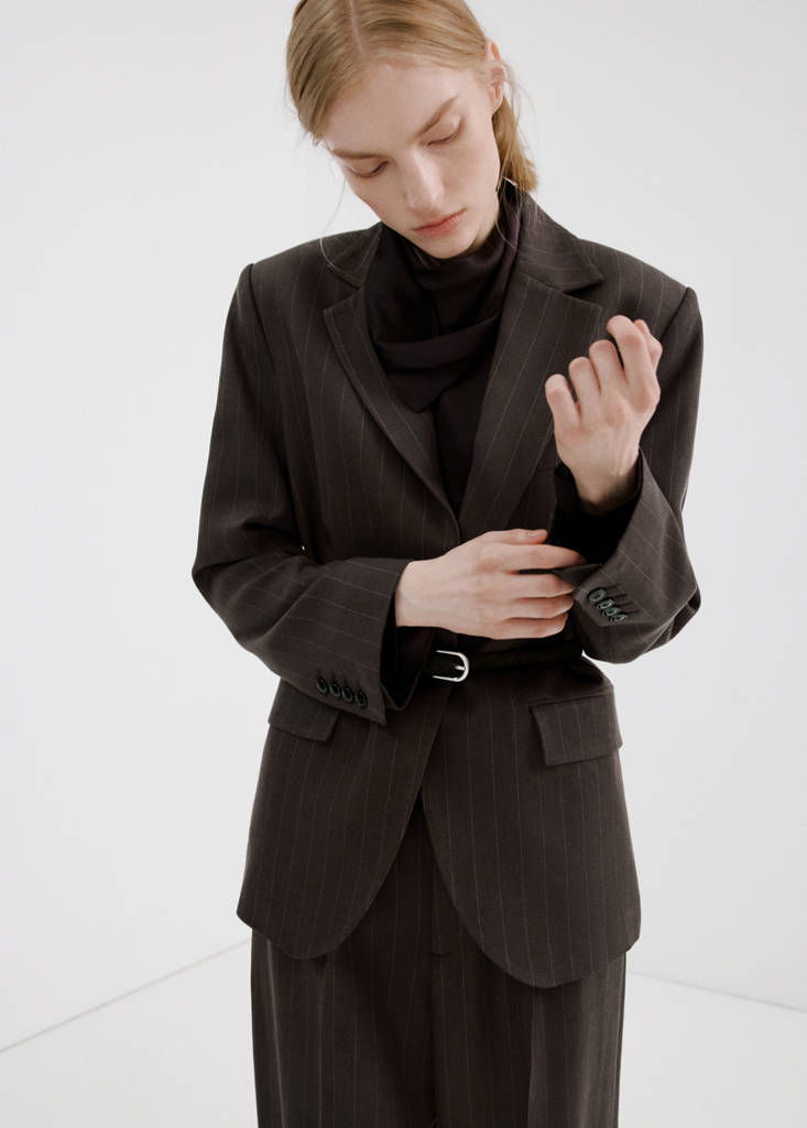 Pinstripe suit blazer — Chocolate