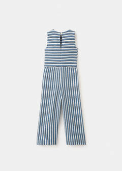 Cable knit long jumpsuit — Navy 10