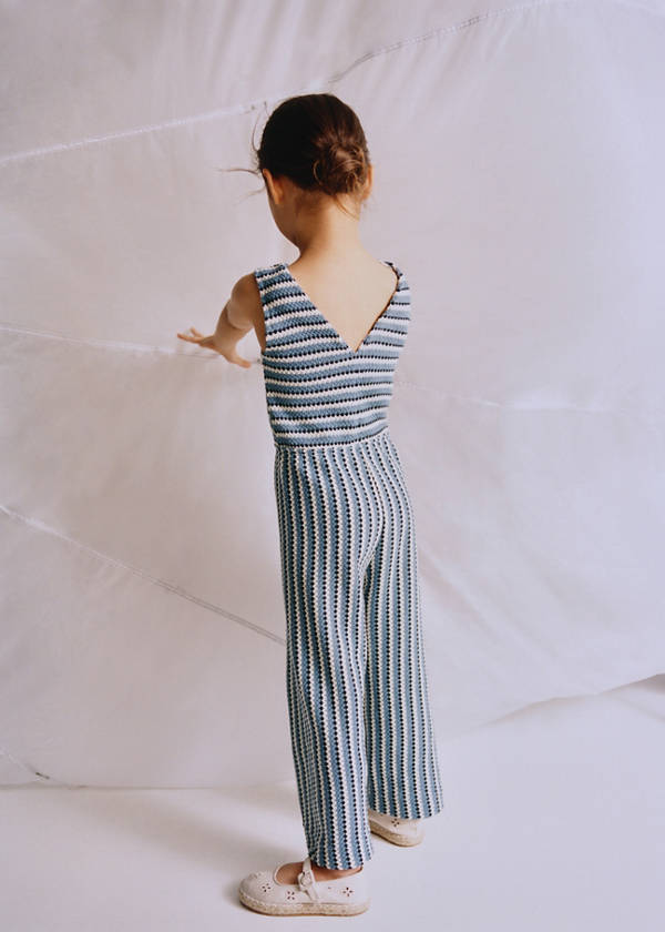 Cable knit long jumpsuit — Navy