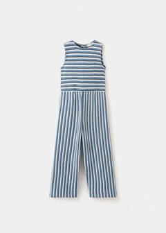 Cable knit long jumpsuit — Navy 3