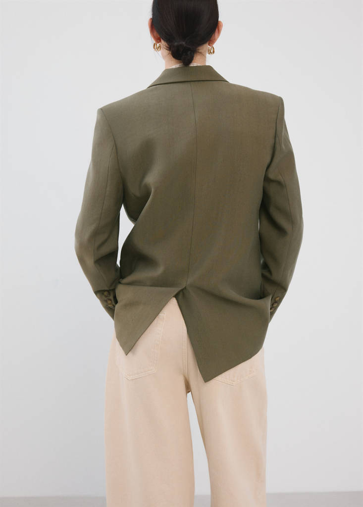 Straight suit jacket with lapel pockets — Green