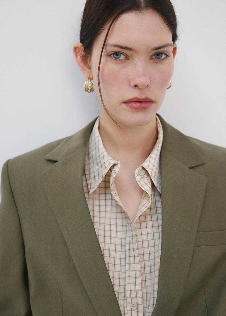 Straight suit jacket with lapel pockets — Green
