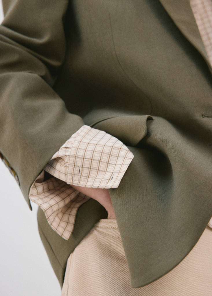 Straight suit jacket with lapel pockets — Green