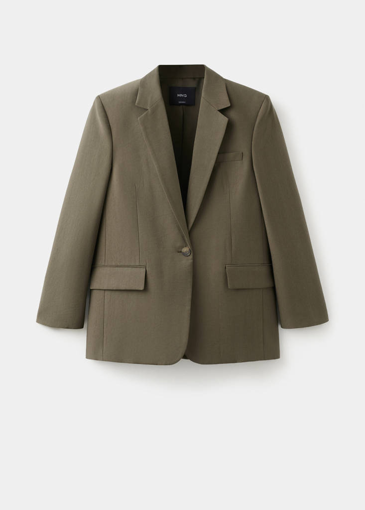Straight suit jacket with lapel pockets — Green