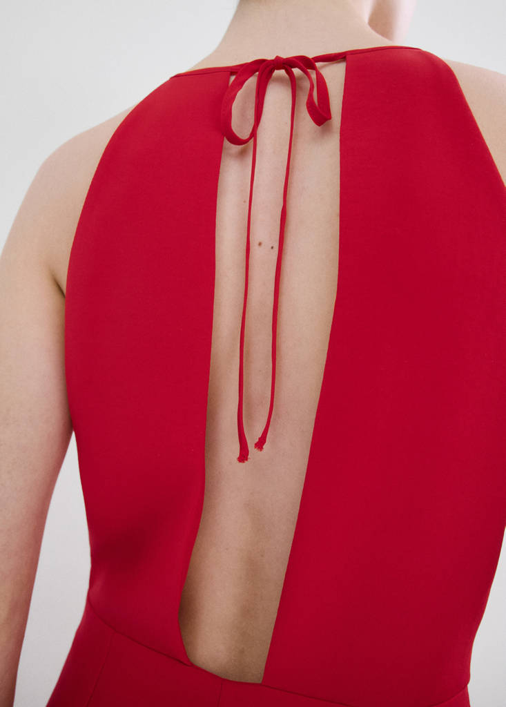 Open back halter jumpsuit — Red