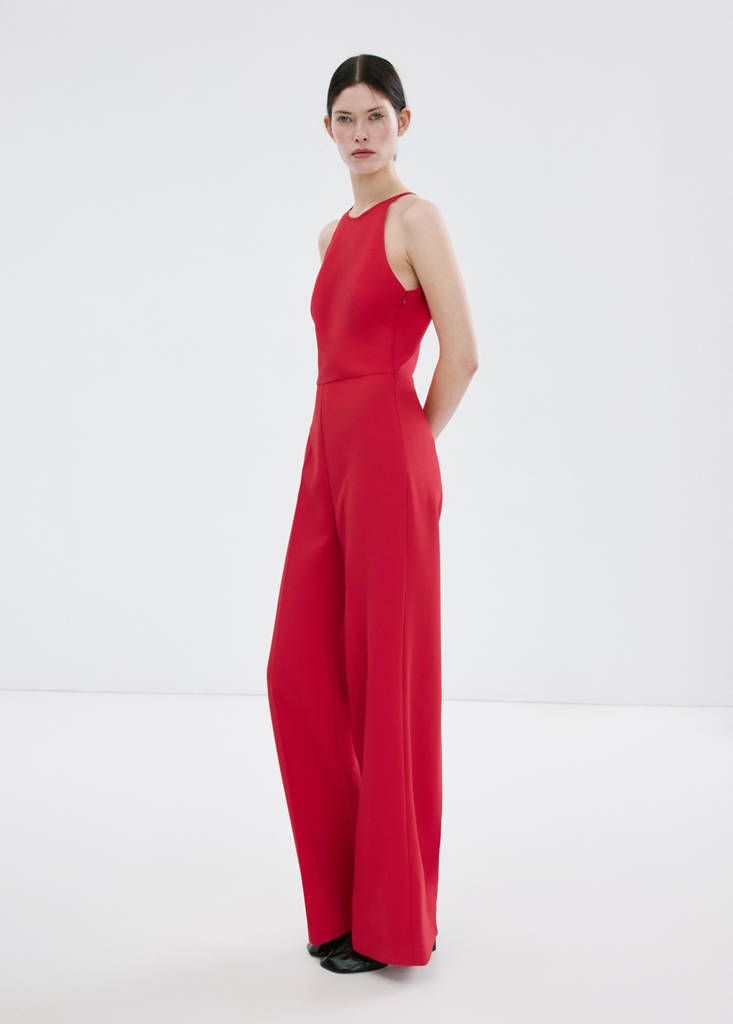 Open back halter jumpsuit — Red