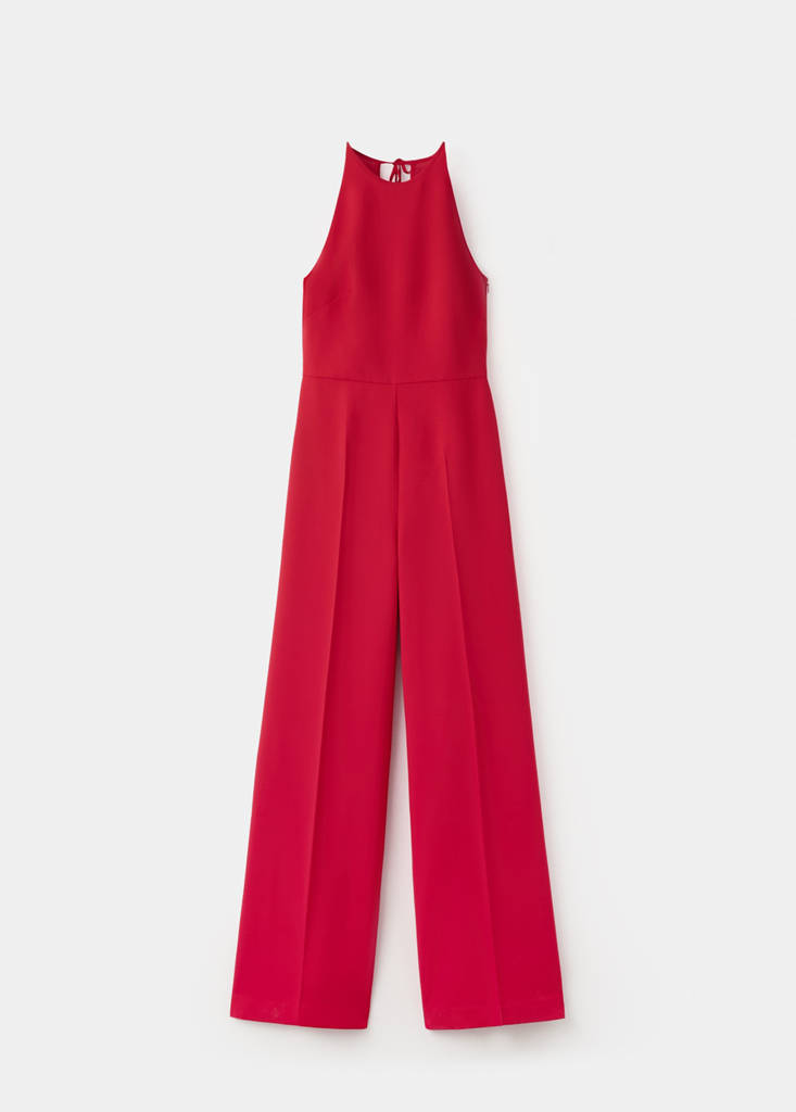 Open back halter jumpsuit — Red