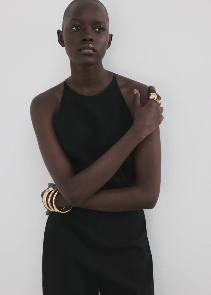 Open back halter jumpsuit — Black