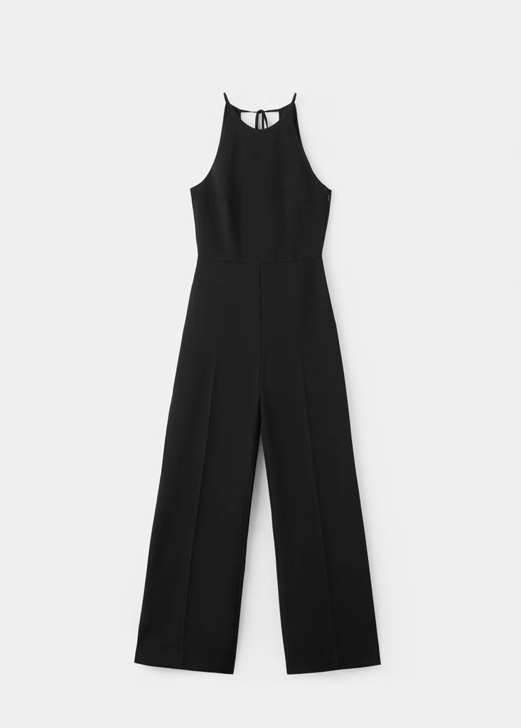 Open back halter jumpsuit — Black
