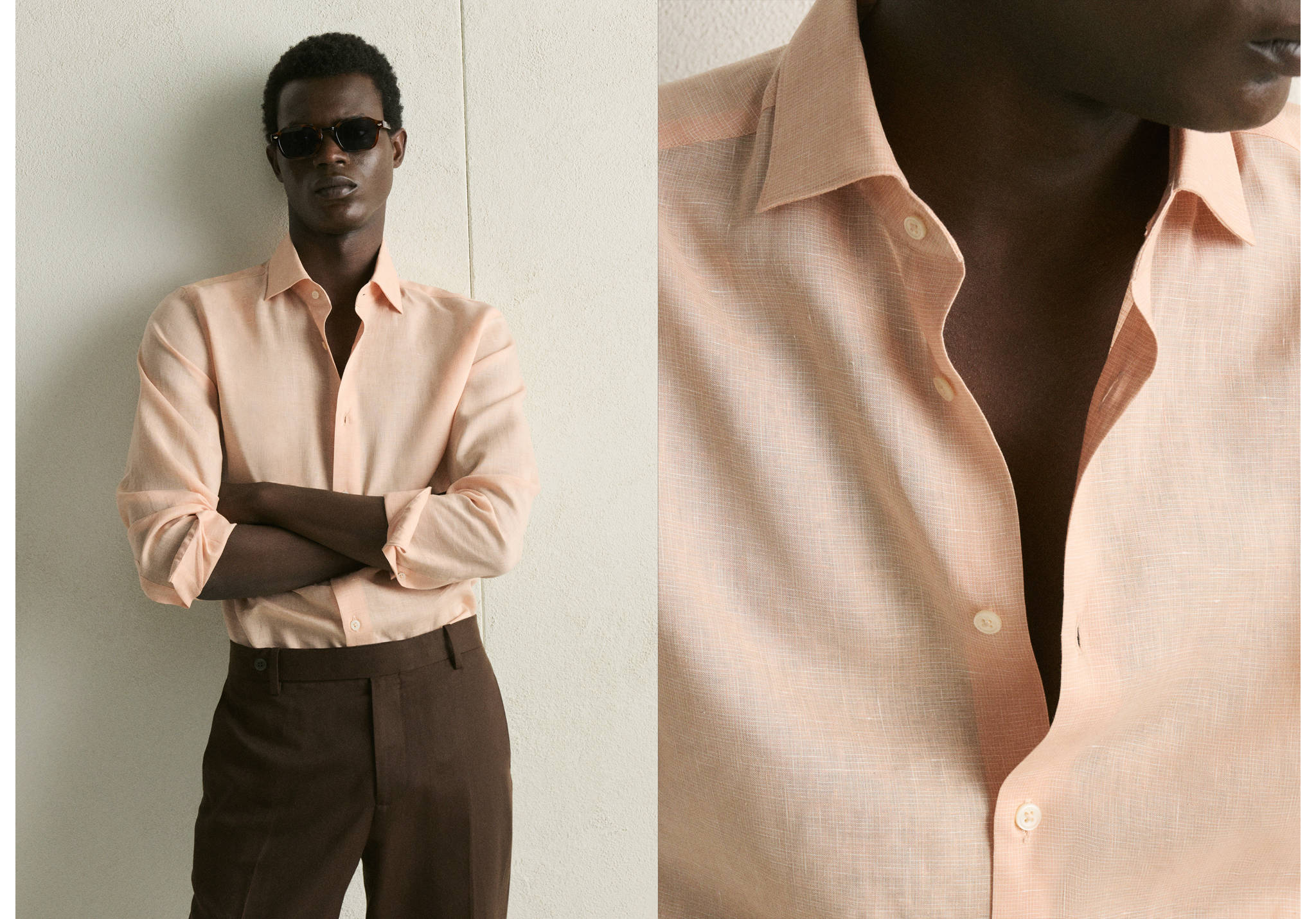 Camisa slim fit 100% lino - Plano panorámico