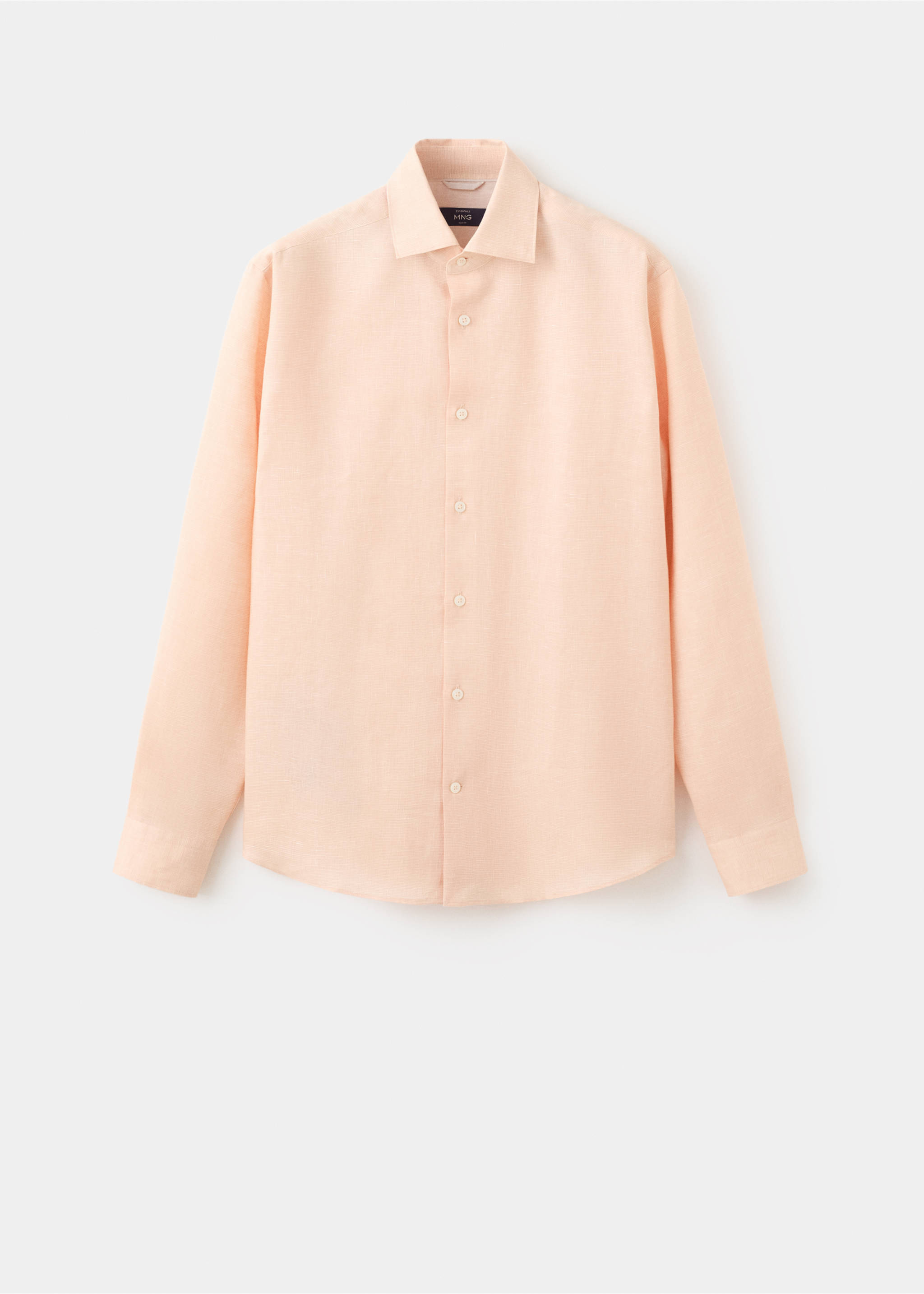 100% linen slim-fit shirt - Article without model, Peach. Ref: 27096709-00.