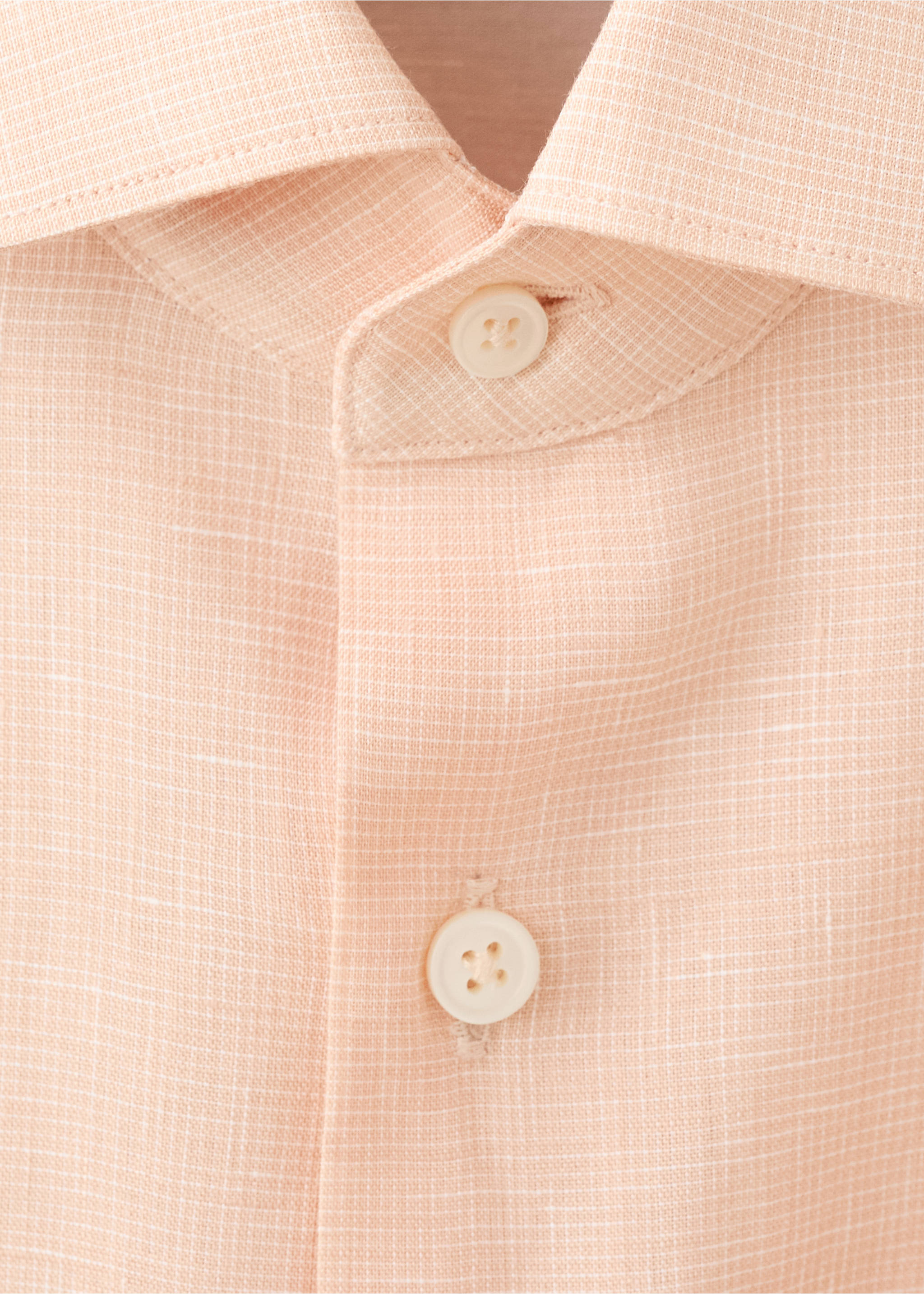 100% linen slim-fit shirt - Details of the article 8, Peach. Ref: 27096709-00.