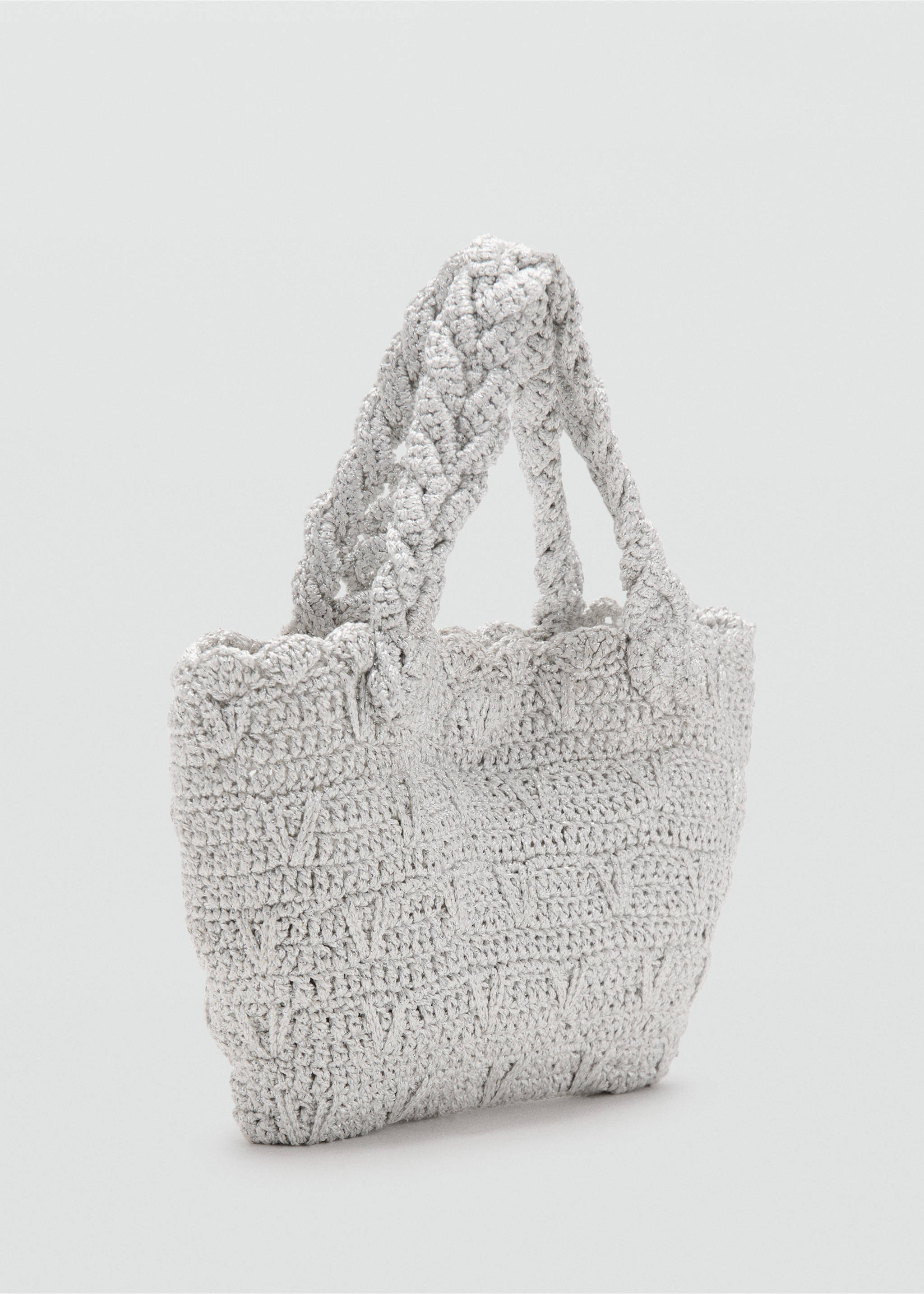 Crochet handbag - Medium plane, Silver. Ref: 27096712-00.