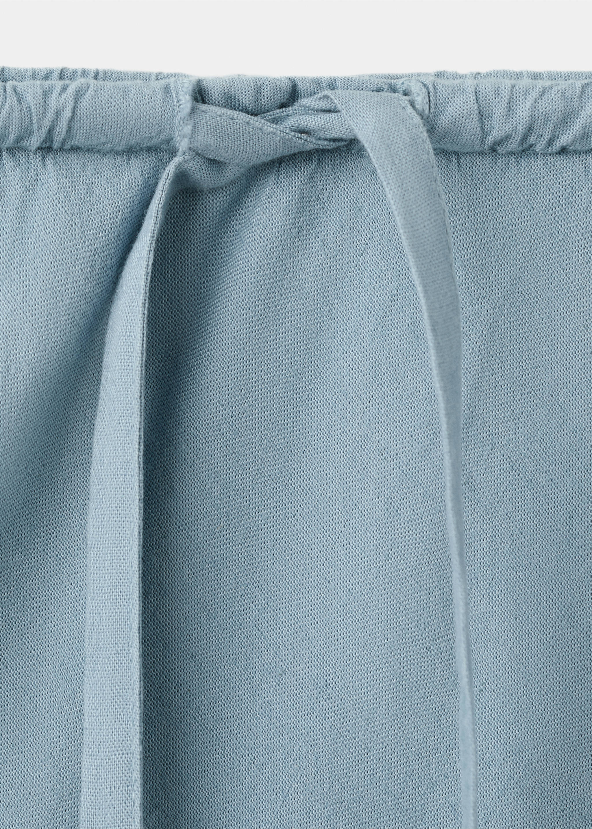 Linen-blend straight skirt - Details of the article 8, Sky Blue. Ref: 27096713-00.