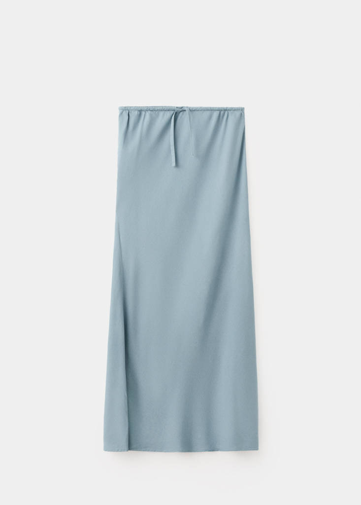 Linen-blend straight skirt — Sky Blue