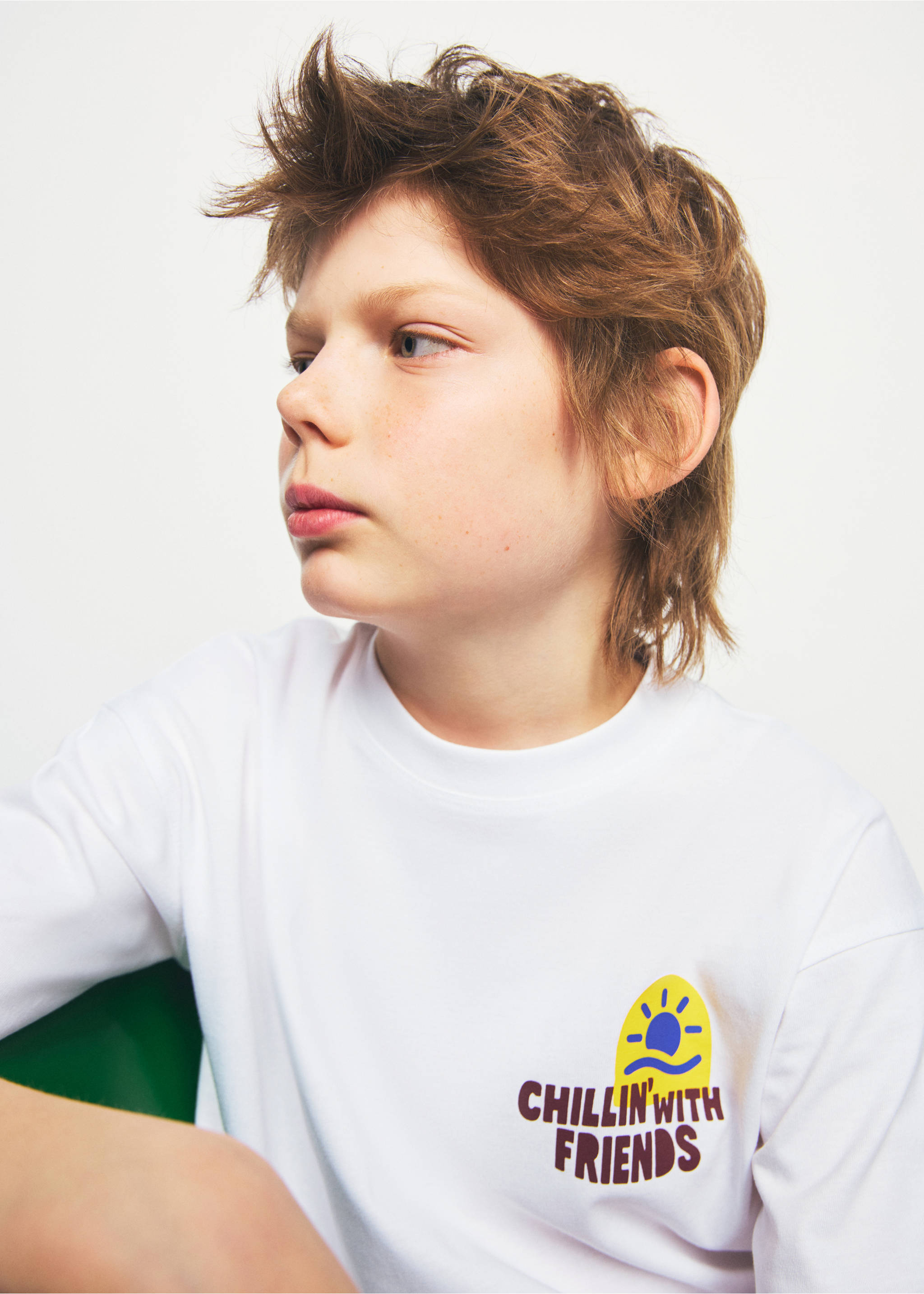 Printed cotton-blend t-shirt - Details of the article 1, White. Ref: 27096716-00.