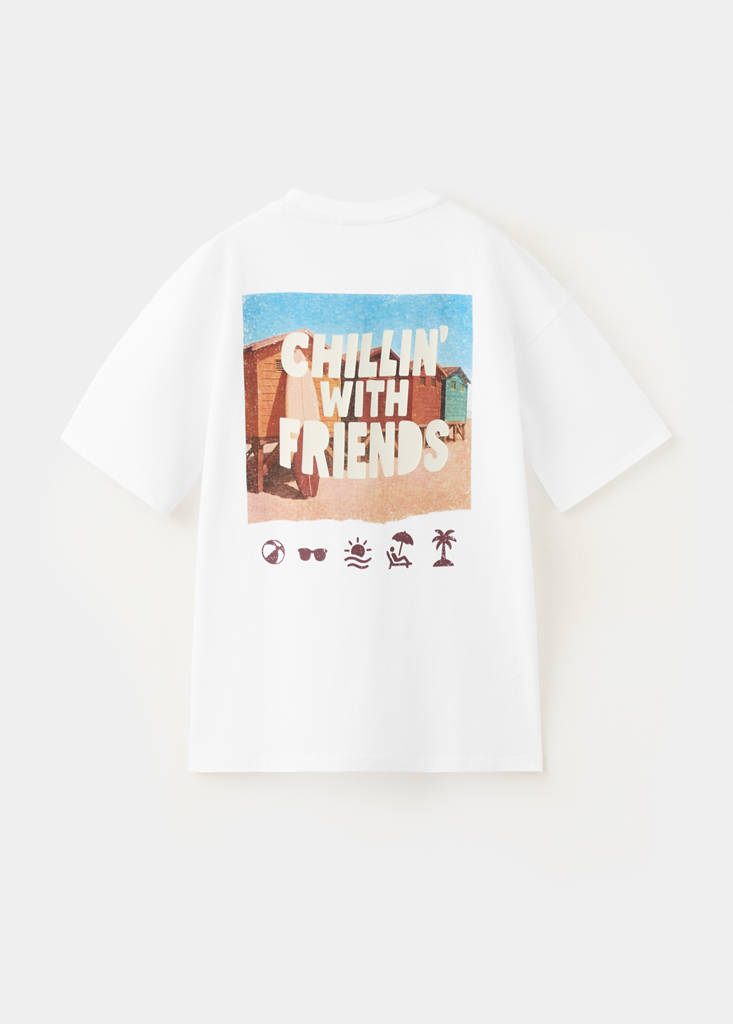 Printed cotton-blend t-shirt — White