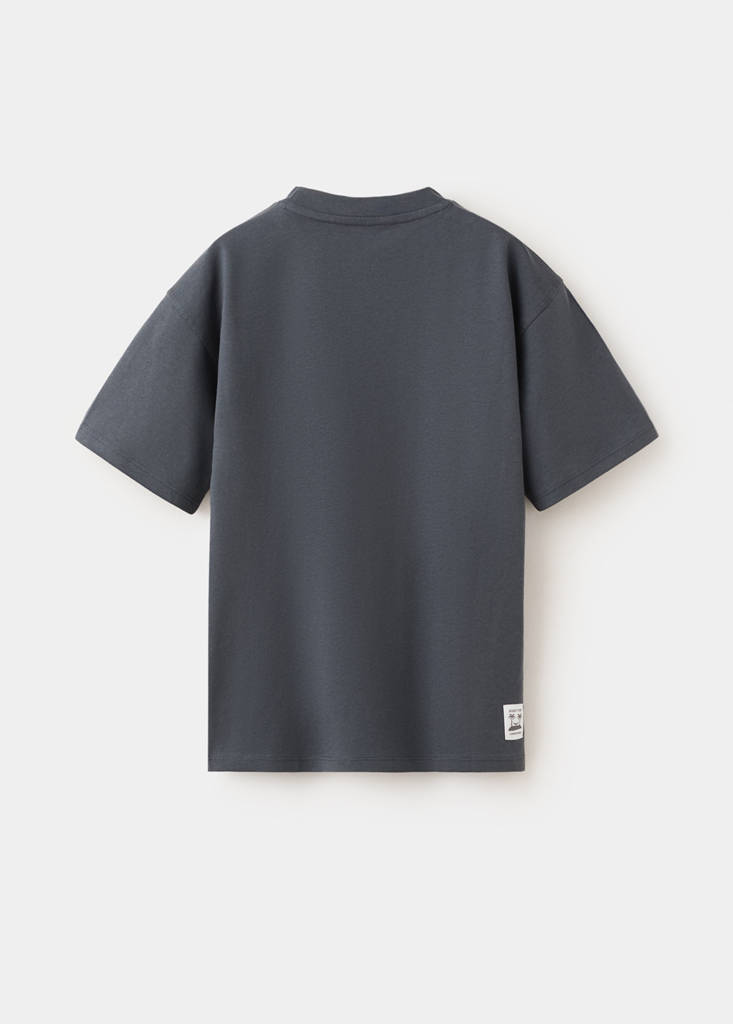 Printed cotton-blend t-shirt — Charcoal