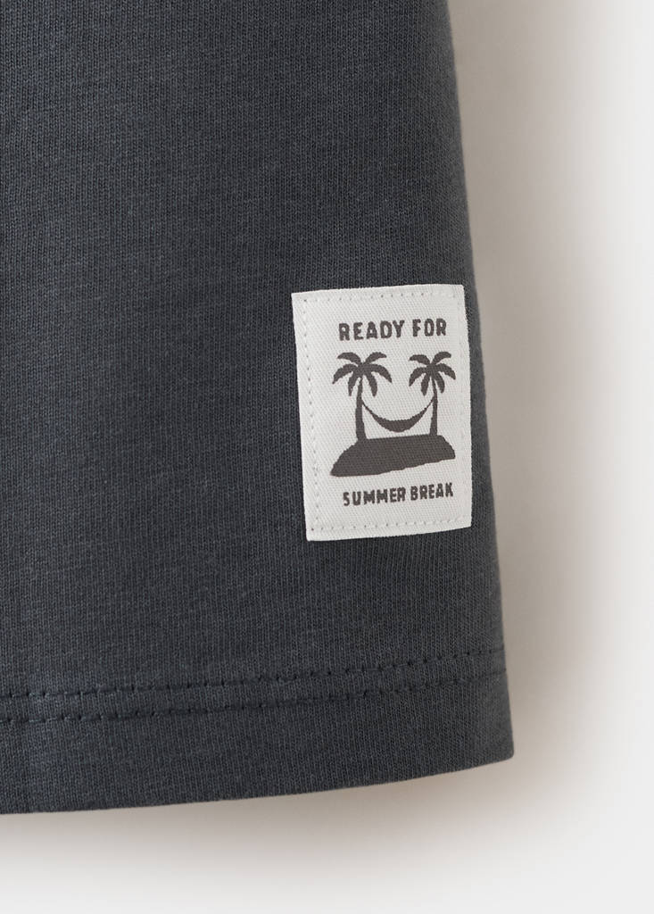 Printed cotton-blend t-shirt — Charcoal