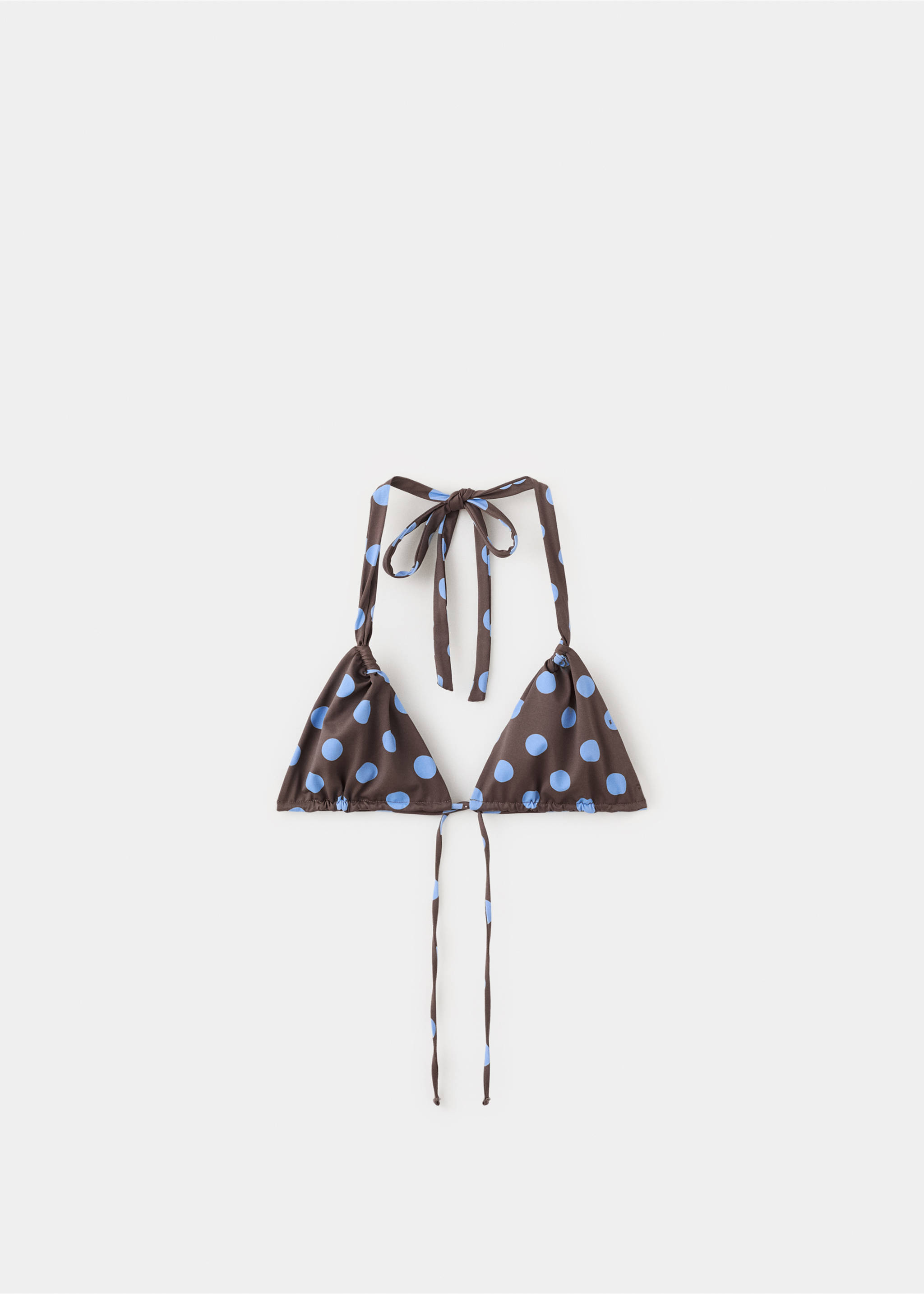 Polka dot triangle bikini top - Article without model, Chocolate. Ref: 27096717-00.