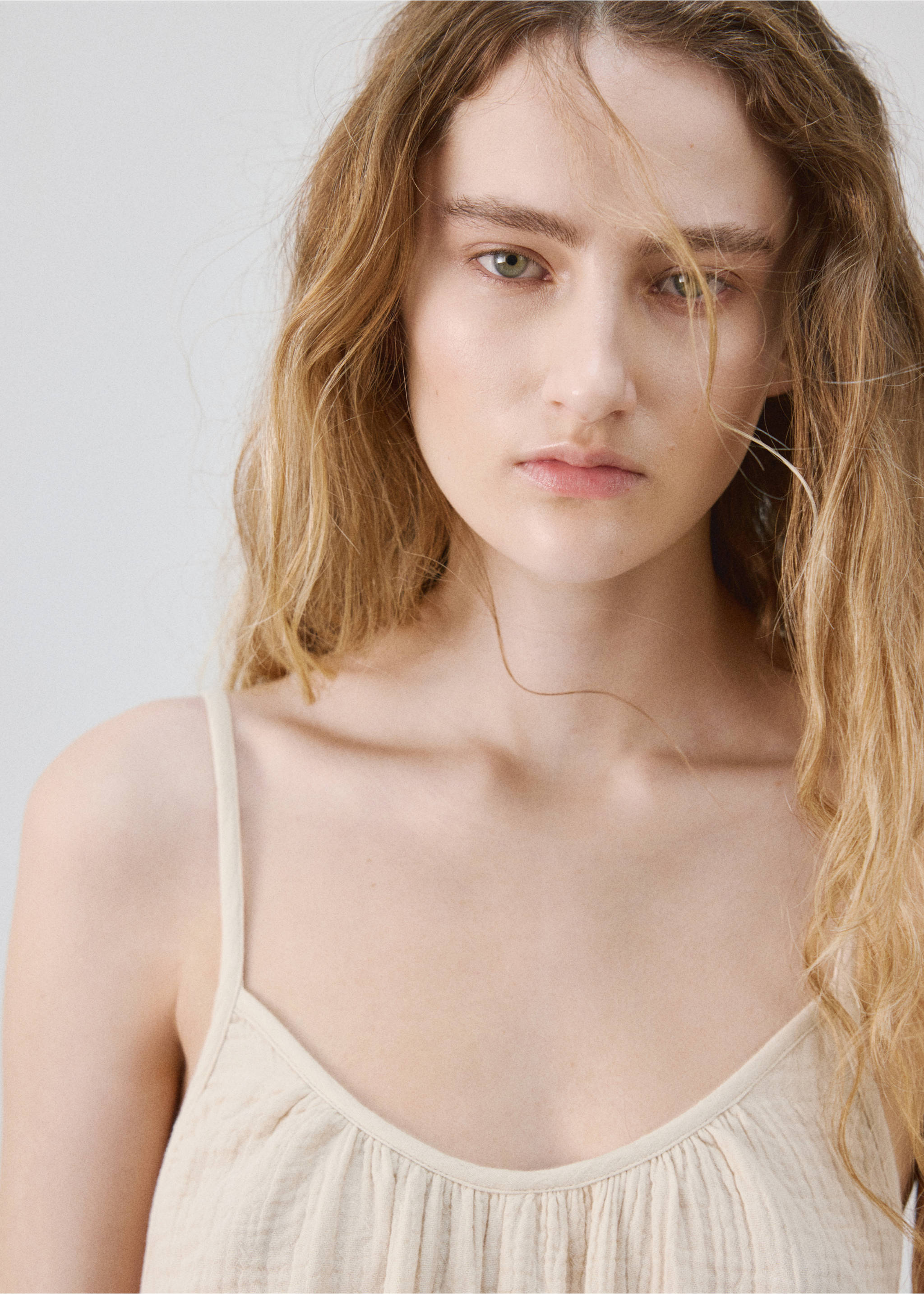 Rochie lungă șifon - Detaliu al articolului 1, Ecru. Ref: 27096718-00.