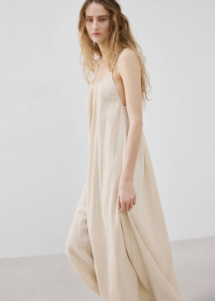 Long chiffon dress — Ecru