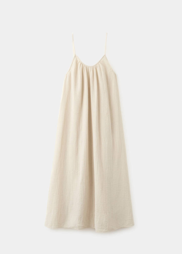 Long chiffon dress — Ecru