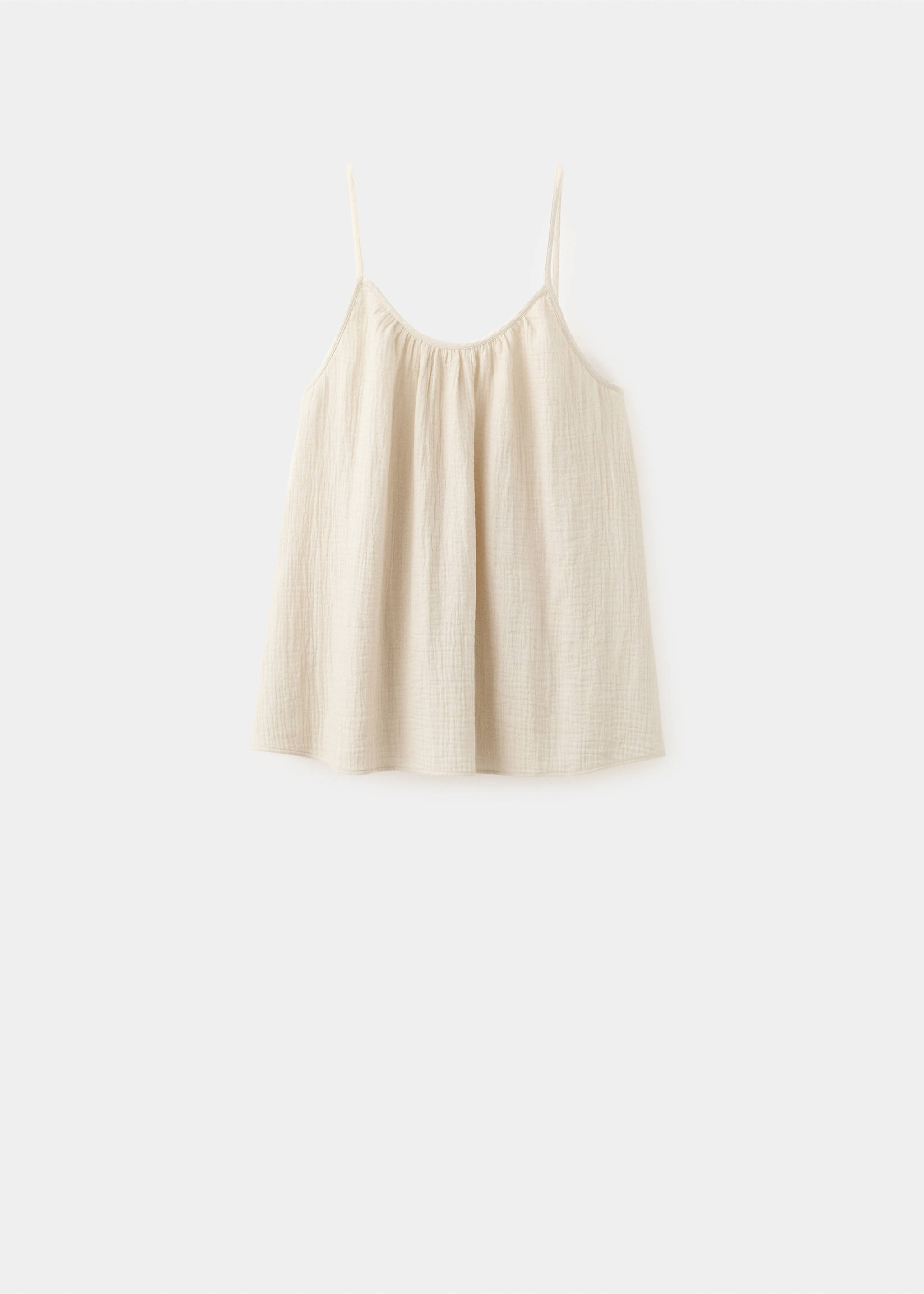 Plain cotton spaghetti-strap pyjama top - Article without model, Ecru. Ref: 27096719-00.
