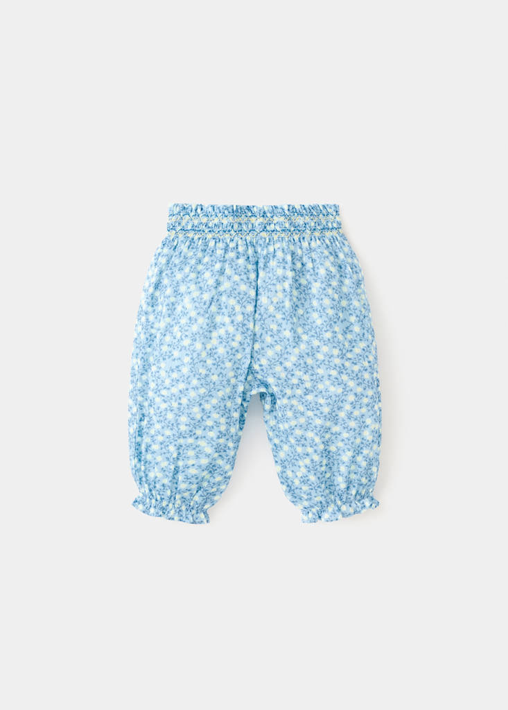 Flowers cotton trousers — Blue
