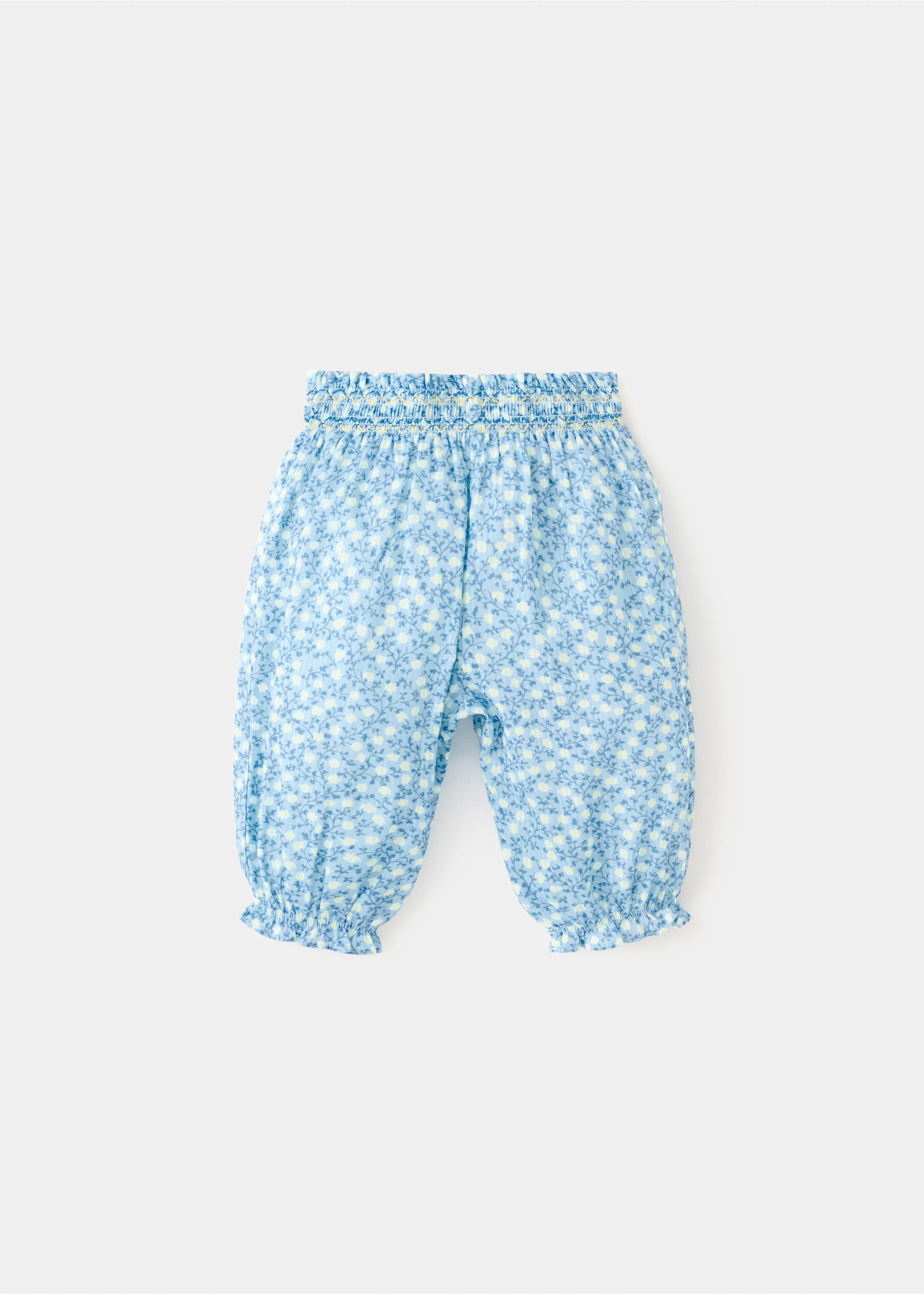 Pantalon coton à fleurs - Verso de l’article, Bleu. Ref: 27096723-00.