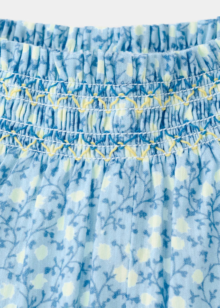 Flowers cotton trousers — Blue